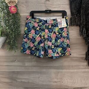 Caribbean Joe Womens Multicolor Floral Classic Fit Stretch Chino Shorts Size 4